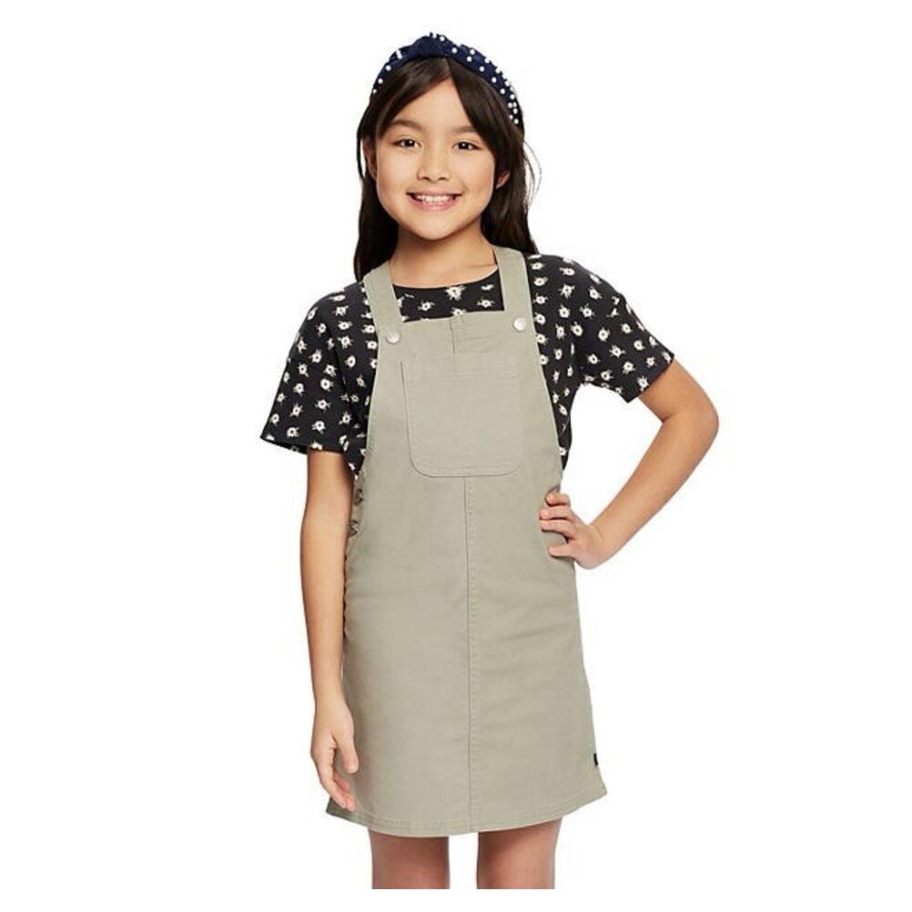 Gap Kids Skirtall 2-Piece Chest Pocket Adjustable Straps Dress & Tee Set, Large